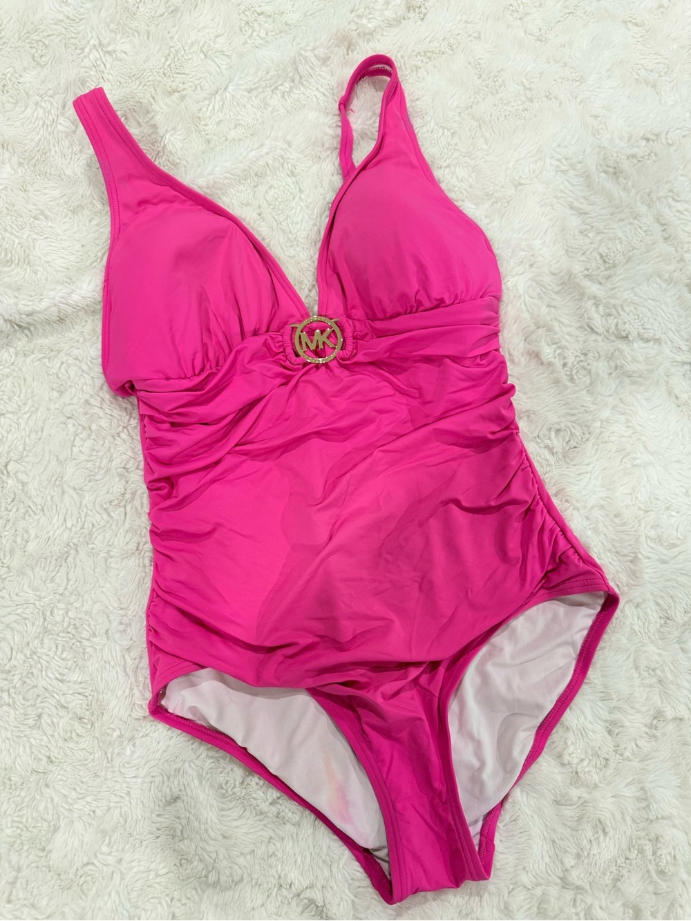 Michael Kors bright pink One-Piece Swimsuit with Gold MK Accent